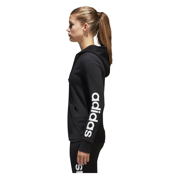 Women's adidas Essential Linear Logo Fz Hoodie, Size: Small, Black