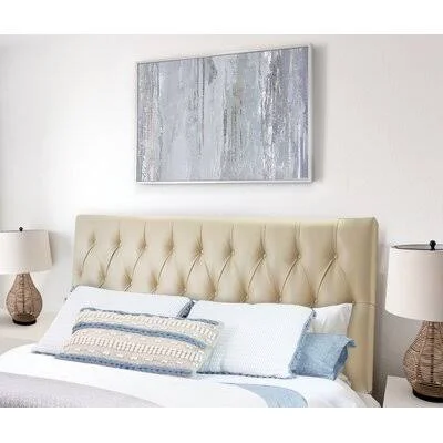 Sawtooth Upholstered Panel Headboard Trent Austin Design Upholstery Color: Ivory, Size: Queen