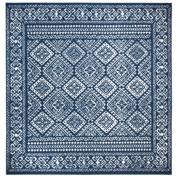 Safavieh Tulum Rug Collection TUL264N - Navy - Ivory - 6&-7x22 x 6&-7x22 Square