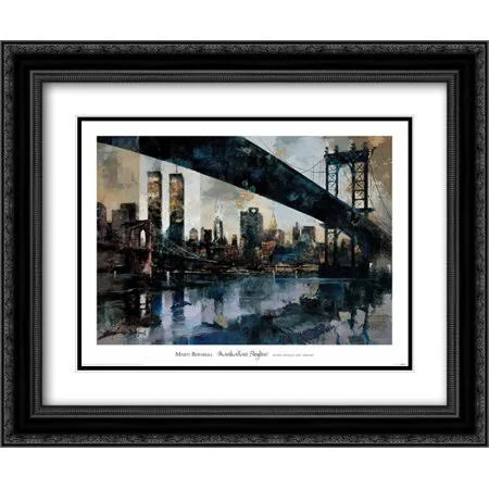 Manhattan Skyline 2X Matted 24x20 Black Ornate Framed Art Print by Bofarull, Marti