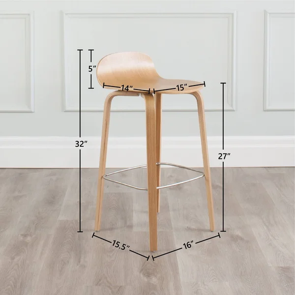 MOS Elsa Modern Wooden Counter Stool - White - Counter Height