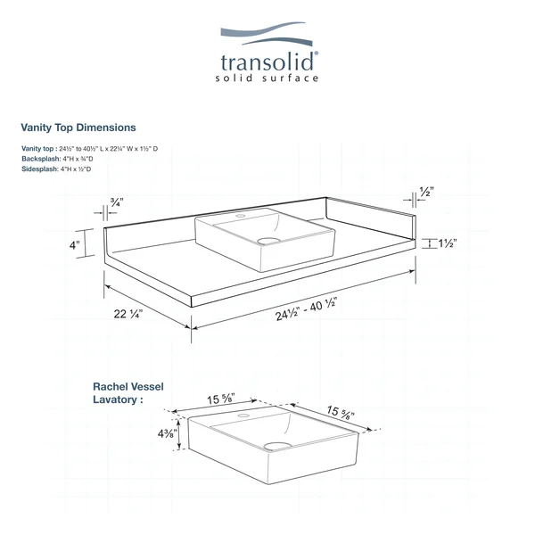 Transolid 30.5-in Sand Mountain Solid Surface Bathroom Vanity Top in Brown, VT30.5X22-1SV-94-1
