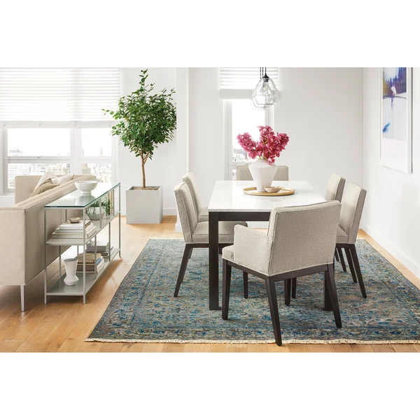 Room & Board, Modern Ansel Arm Chair in Trend in Pink (plain-weave) w/ Walnut Frame - Stain-repellent Fabric