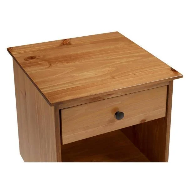 Walker Edison Furniture Company Classic Mid Century Modern Caramel 1-Drawer Solid Wood Nightstand Side Table