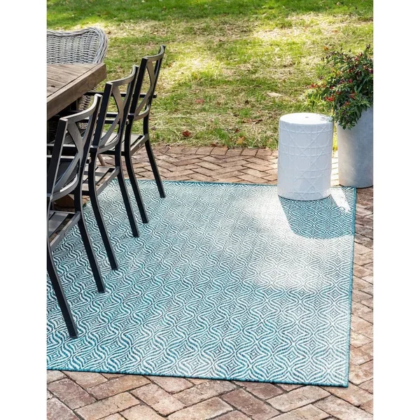 Unique Loom Deco Trellis Indoor Outdoor Rug, Blue, 9x12 ft