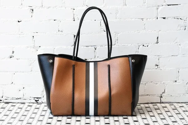 Haute Shore - Greyson Milan - Neoprene Tote Bag, Saddle Brown