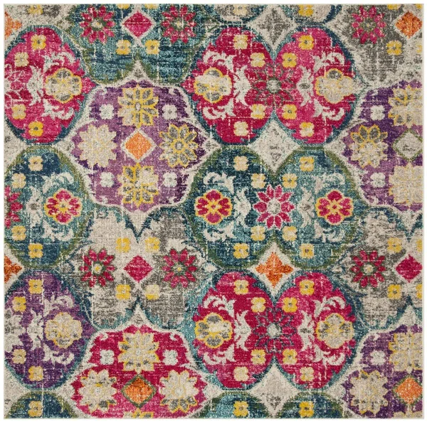 Safavieh Monaco MNC248R 6&7x22 x 6&7x22 Square Grey, Fuchsia Area Rug