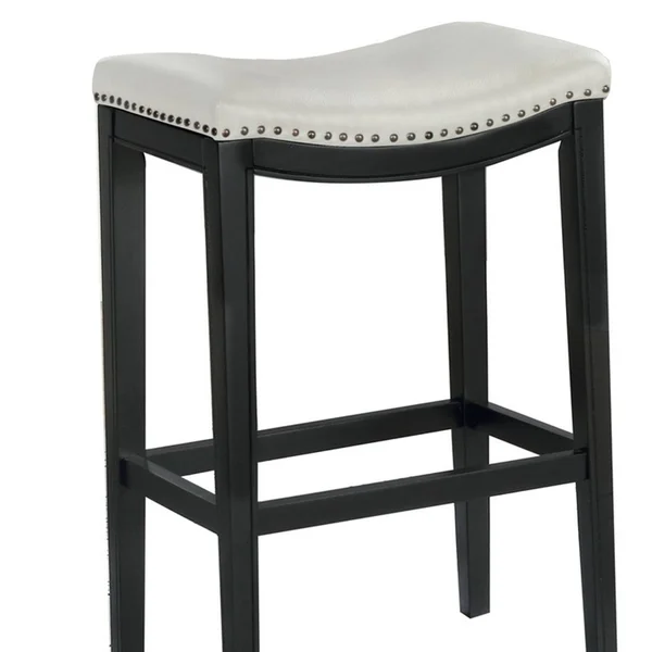 Wooden Bar Height Stool Set of 2 Black and White BM229254