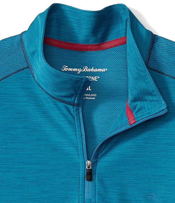 Tommy Bahama Big Tall IslandZone Palm Coast Half-Zip Recycled Materials Pullover, Mens, 2XLT, Beet Red