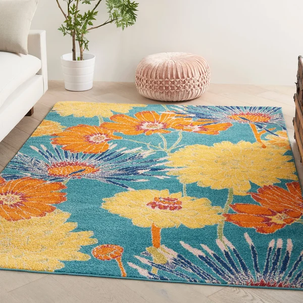Nourison Allur ALR06 Area Rug - Turquoise Multicolor, 9& x 12&