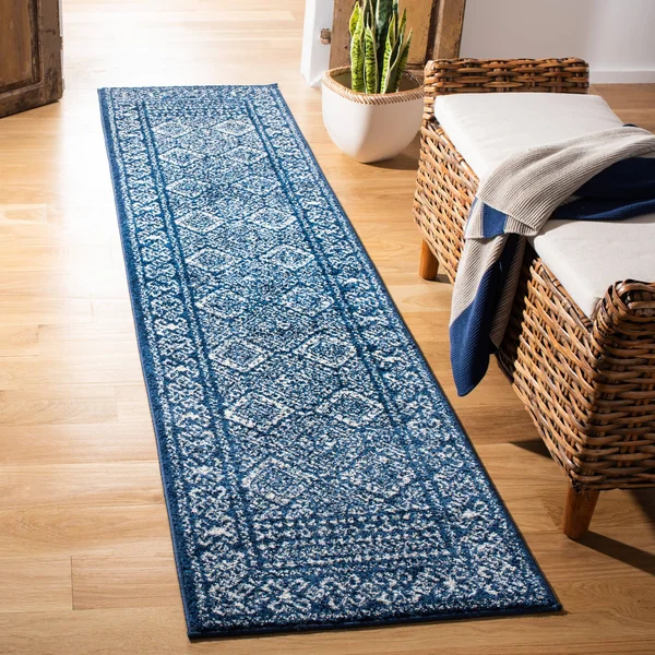 Safavieh Tulum Rug Collection TUL264N - Navy - Ivory - 6&-7x22 x 6&-7x22 Square