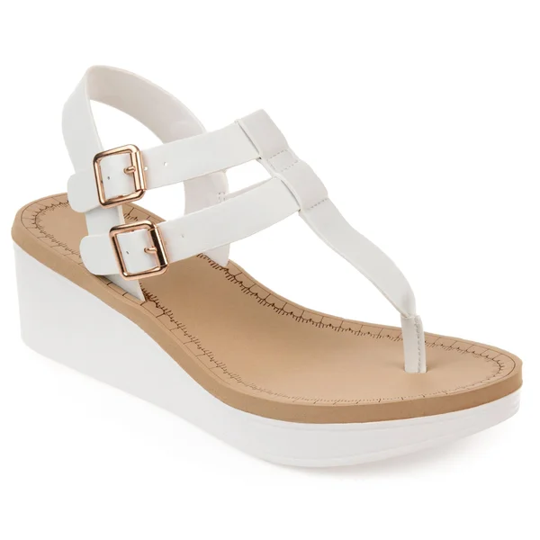Journee Collection Bianca Women's Wedge Sandals, Size: 11, White