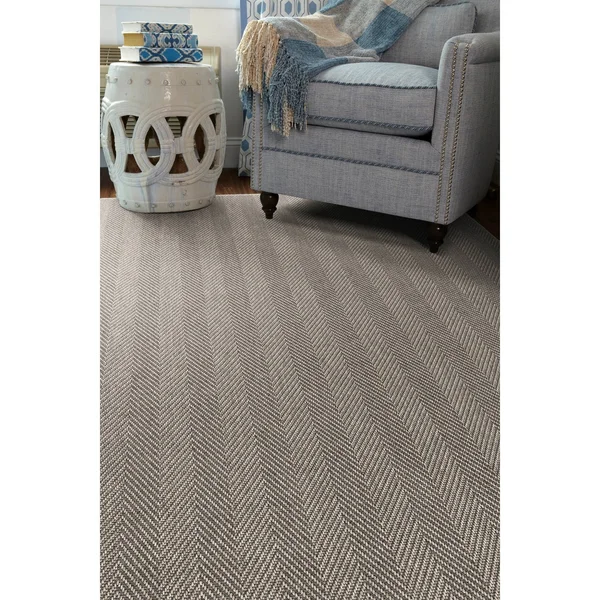 Porch & den Reiling Stripe Indoor/Outdoor Flat-Weave Rug - 9&0 x 13&0 - Gunmetal