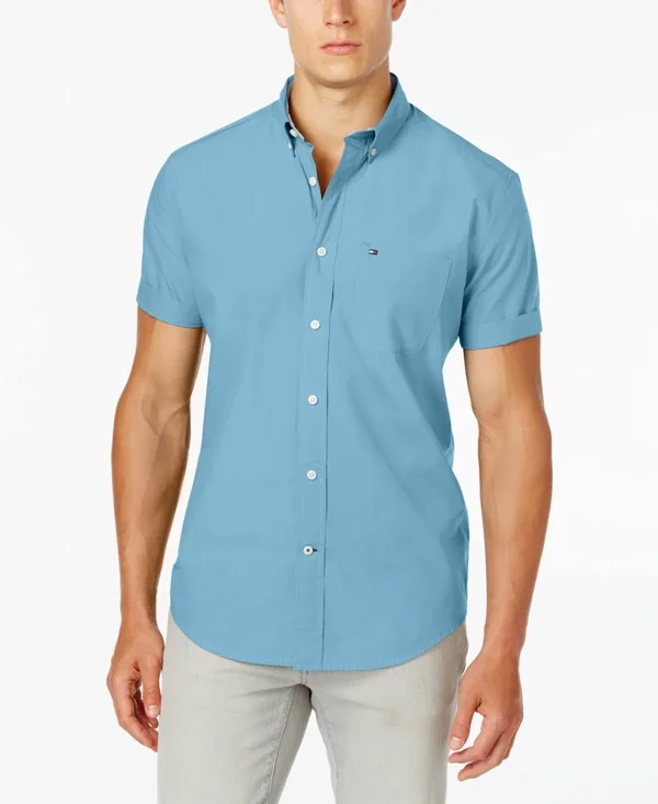 Tommy Hilfiger Mens Big & Tall Maxwell Pocket Button-Down Shirt (Blue, 2XL)