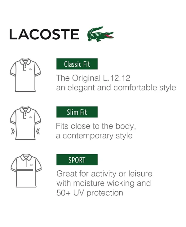 Lacoste Men's Classic Pique Slim Fit Short Sleeve Polo Shirt