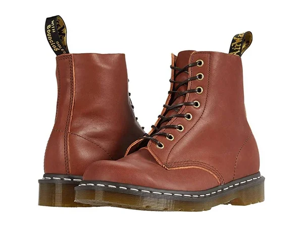 Dr. Martens 1460 Veg Tan Leather Lace Up Boots Tan Work Boots Size 6