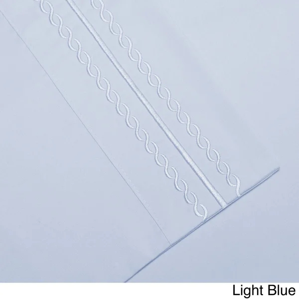 Superior Infinity Wrinkle Resistant Brushed Microfiber Embroidered Sheet Set - Blue