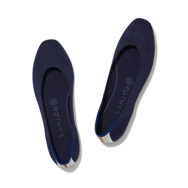 Rothy&s Navy Blue Square-Toe Flats - Navy, Size 10