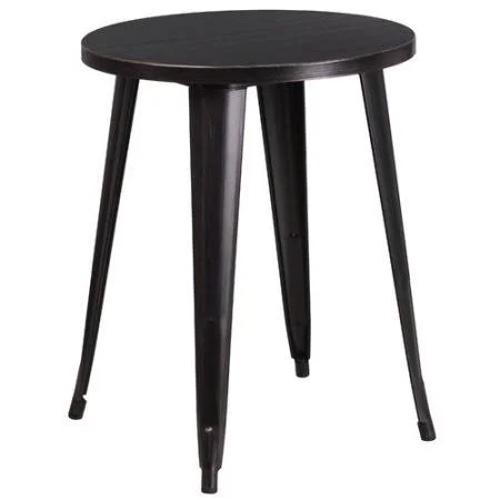 Pelzer Metal Bistro Table Latitude Run Color: Black-Antique Gold, Table Top Size: 29x22 H x 24x22 W x 24x22 D
