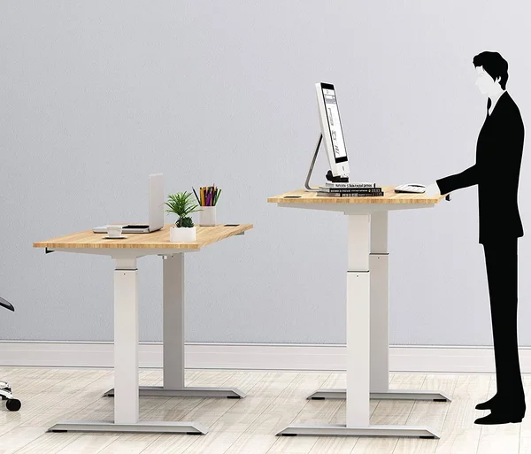 SHW Electric Height Adjustable Computer Desk - 48 x 24 Inches, Light Cherry