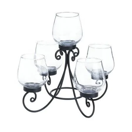 Fleur De Lis Living Enlightened Centerpiece Glass Candelabra