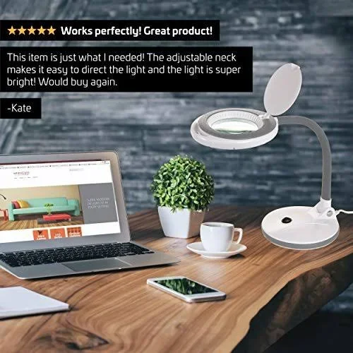 Newhouse Lighting LED Magnifying Table Top Lamp, 3X Magnifier, Lighted Magnify