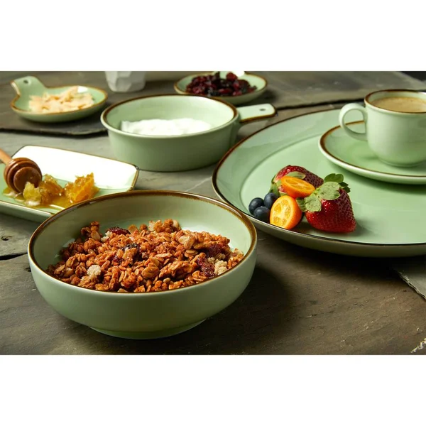 Oneida F1463067293 Studio Pottery Celadon 9 oz. Porcelain Footed Bowl - Ramekin - 24/Case