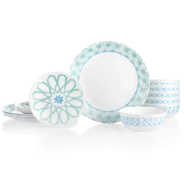 Corelle 18-Piece Service for 6 Dinnerware Set, Amalfi Verde