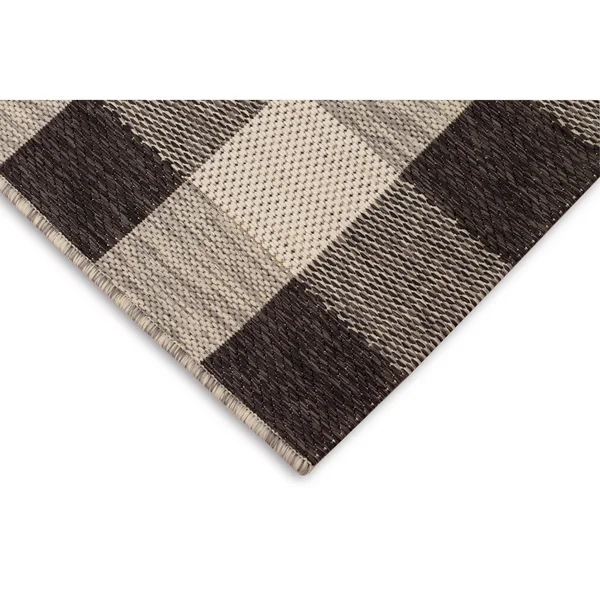 Trans Ocean Portofino Texture Plaid Area Rug - Black, 8&10x22 x 11&9x22 Rectangle