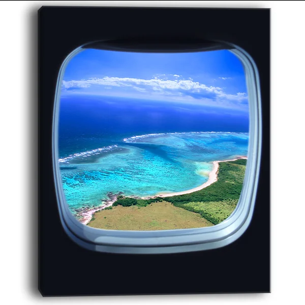 Designart Ocean View from Window Seascape Photo Canvas Art Print, 20x22 x 40