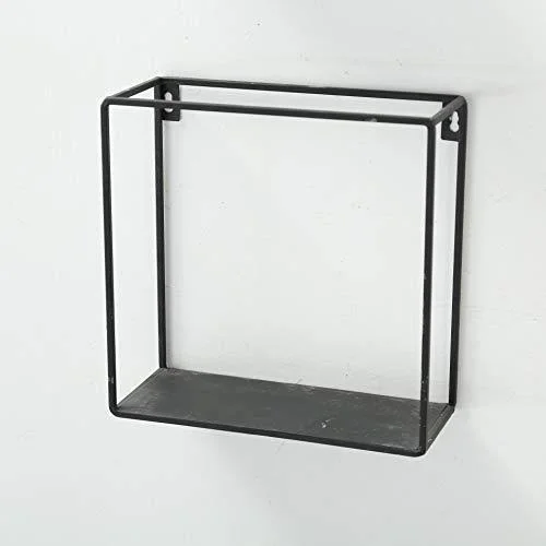 Whole House Worlds Industrial Chic Box Floating Shelves - 3 Wall Mounted Pieces, Black Iron, 7 3/4-6 Inches Square, by WHW