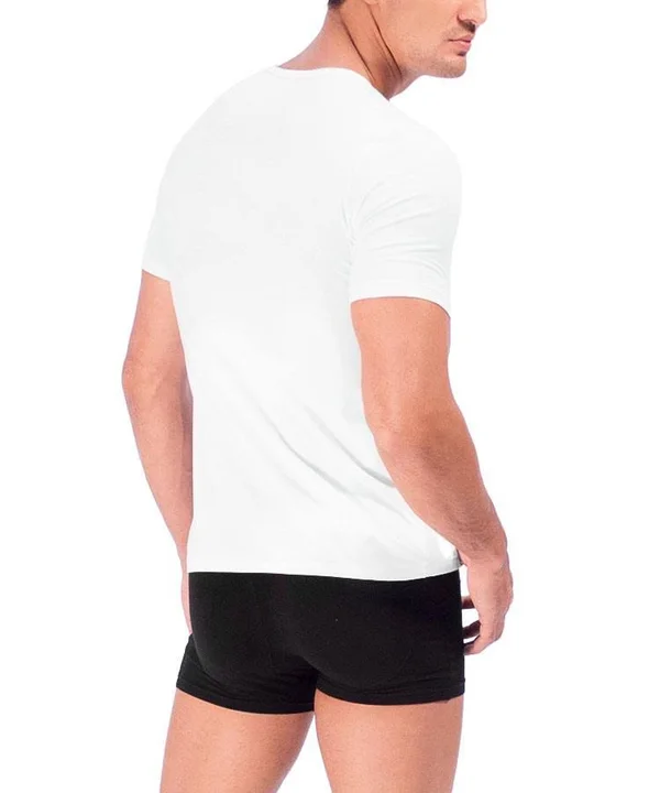 Rounderbum Deep V-Neck T-Shirt 2Pack - Men's Shapewear White - Small