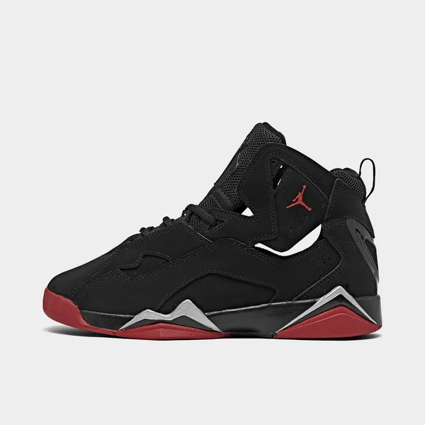 Jordan Boys True Flight - Basketball Shoes Black/Gym Red/Metallic Silver Size 04.5