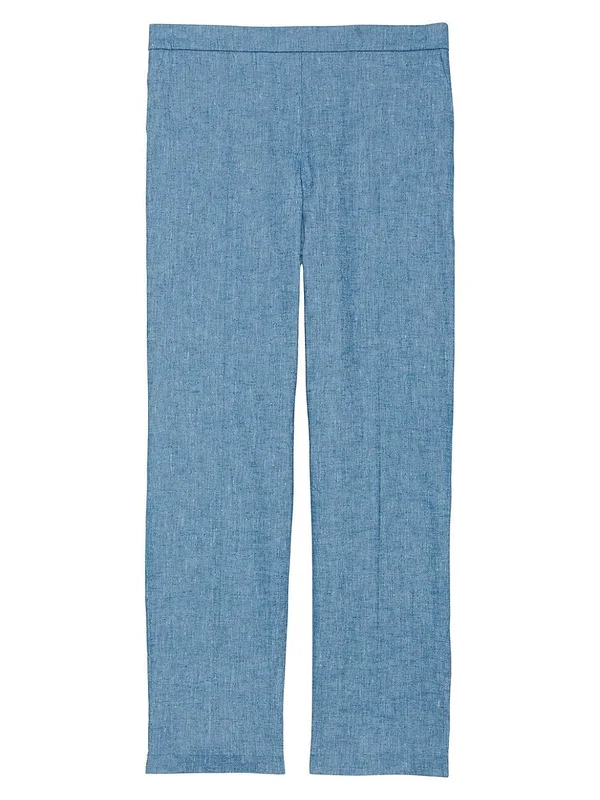 Theory Women's Treeca Stretch-Linen Cropped Pants - Denim - Size 8
