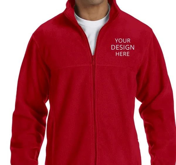 Custom Embroidered Harriton Men's 8 oz. Full-Zip Fleece Jacket, Size: Xs, Red