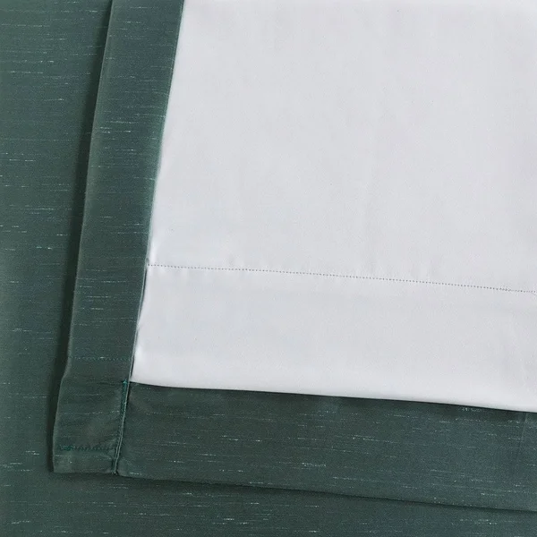 Exclusive Fabrics & Furnishing Blackout Extra Wide Vintage Textured Faux Dupioni Curtain PANEL - Green