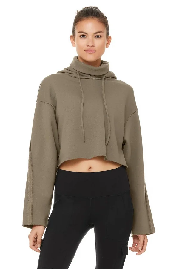 Alo Yoga - Effortless Hoodie in Olive Branch, Size: Large