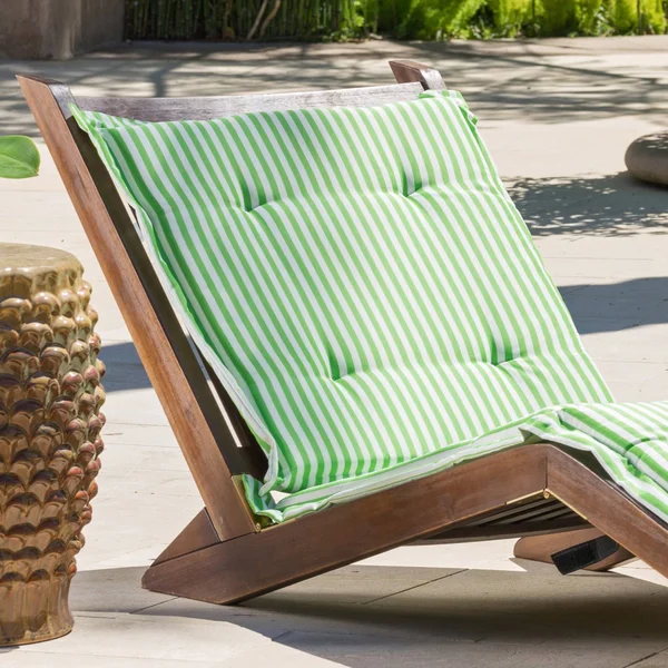 Sonora Wood Patio Folding Lounger with Cushion Cream Cushion Christopher