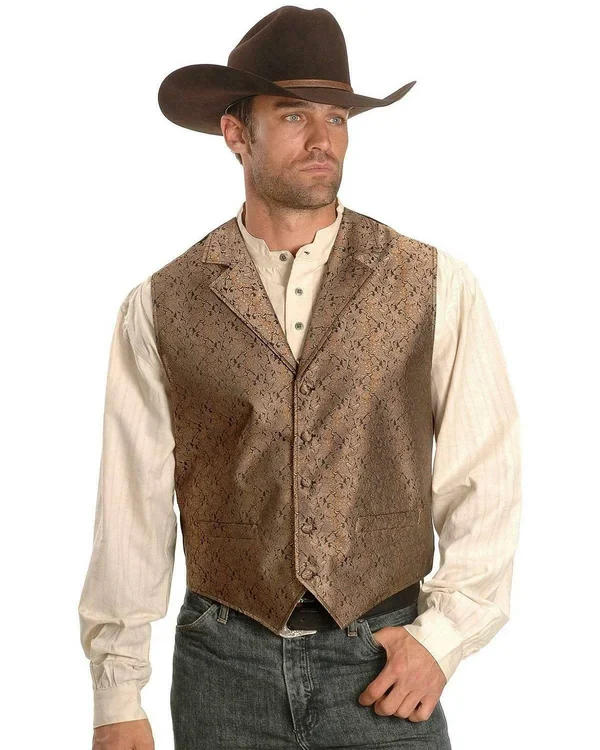 Scully Old West Vest Mens Classic Notched Lapels L Brown RW129