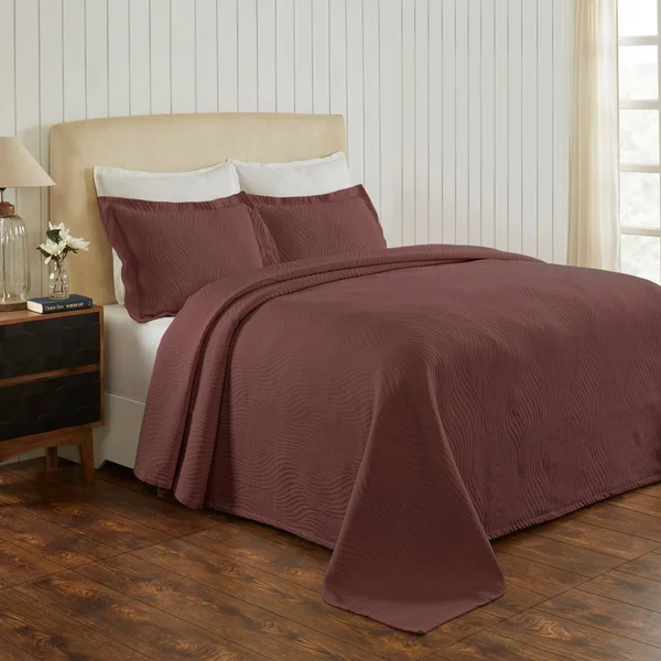Miranda Haus Laurence Cotton Jacquard Matelasse Bedspread Set - Chocolate - King