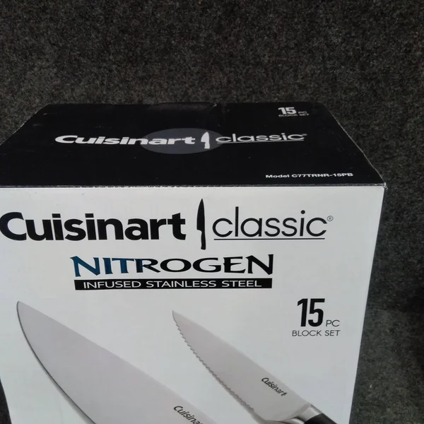 Cuisinart Triple Rivet 15-Piece Rotating Knife Block Set in Acacia