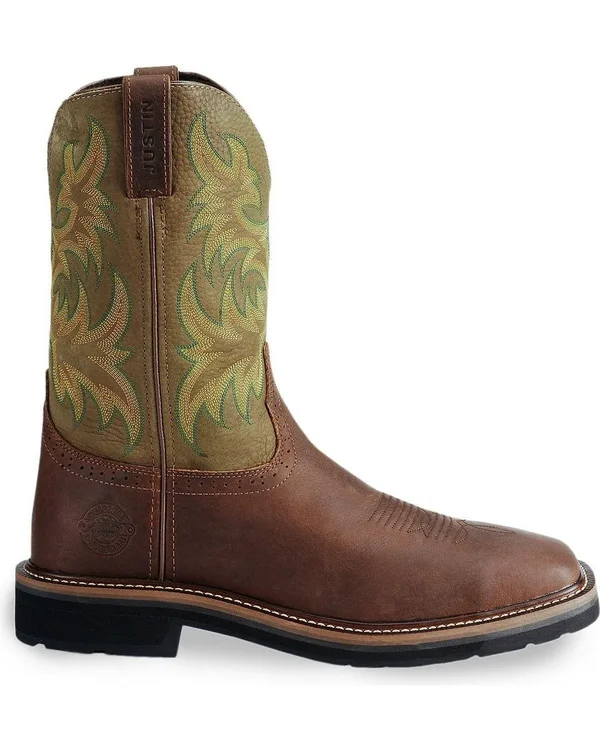 Justin Men's Cowhide Stampede Work Boots, Brown