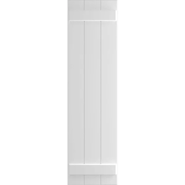Ekena Millwork CWB15X051WHC 15x22W x 51x22H Exterior Four Board (2 Batten) Composite Board-n-Batten Shutters (Per Pair), White
