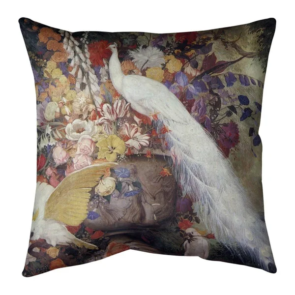 Porch & den Jessie Arms Botke &White Peacock& Throw Pillow - 20 x 20 - Pink - Linen