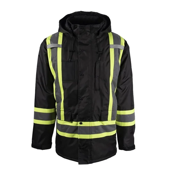 Terra Hi-VIS Lined Safety Parka with Rflt Band (Blk) SZ S