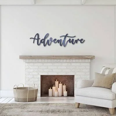 Cursive Adventure Sign Wall D閏or Winston Porter Finish: Midnight Blue - Size: 13x22 H x 40x22 W