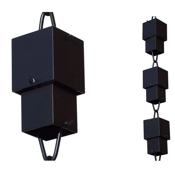 Monarch Rain Chains Multi Cubed 8.5-ft Black Powder Coated Pails Rain Chains, 12027