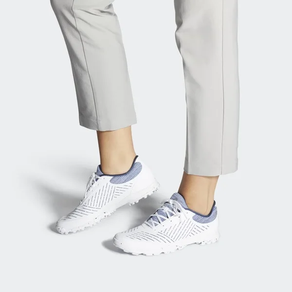 Adidas Women's Adipure Sport 2.0 Golf Shoes White/Silver/Blue M 6.5