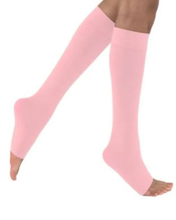 Juzo Soft 20-30 mmHg Open Toe Knee High, V, Short, White