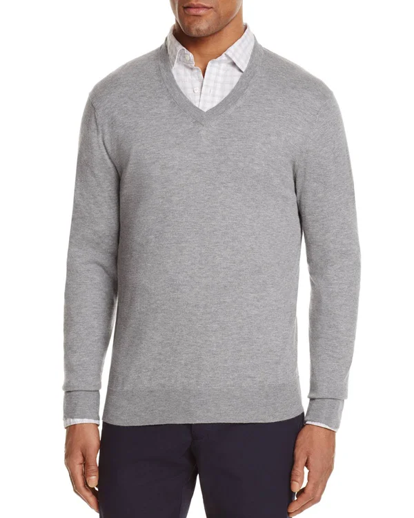 The Men's Store at Bloomingdale's V-Neck Cotton-Cashmere Sweater - 100% Exclusive - Blue
